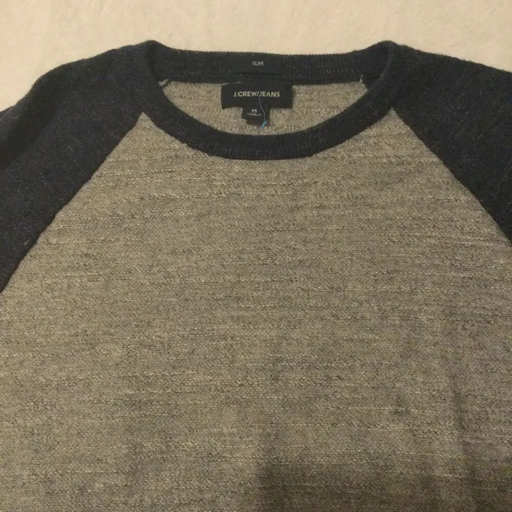 J. Crew Jean Slim Gray Blue Long Sleeve Pull Over Sweater Men’s M‎